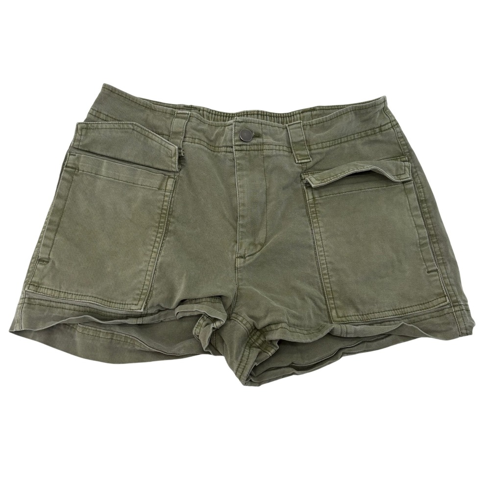 Old Navy Olive Green Utility Cargo Shorts Womens Medium Elastic Back Twill